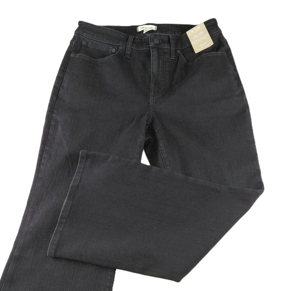 Madewell Mid Rise Kick Out Jeans Women's Size 14W Black Wash Stretch